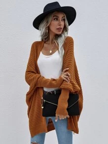 SHEIN LUNE Batwing Sleeve Split Hem Cardigan