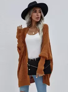 SHEIN LUNE Batwing Sleeve Split Hem Cardigan
