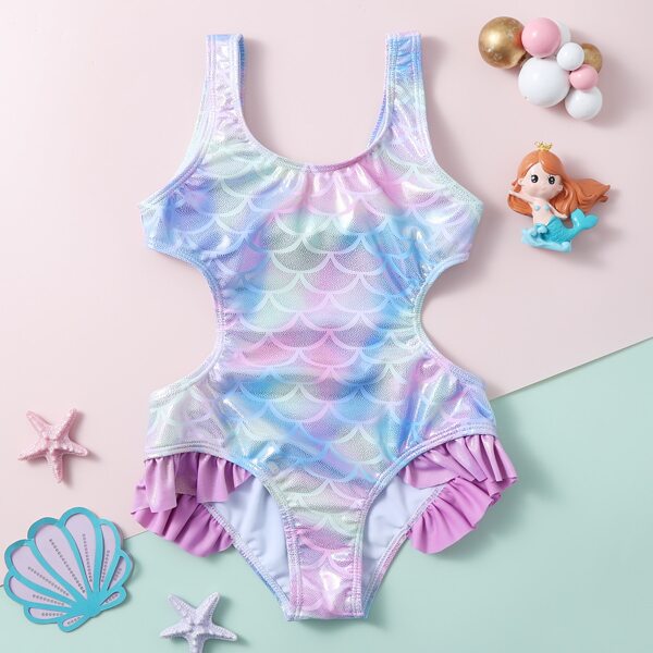

Toddler Girls Ombre Scale Ruffle One Piece Swimsuit, Purple