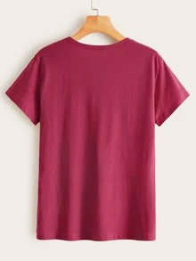 Camiseta con estampado floral con vaca - Burdeos - Ver 2