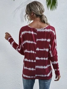 SHEIN LUNE Tie Dye Batwing Sleeve Tee - Multicolor - View 2