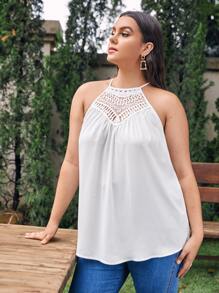 SHEIN Top halter con encaje - Blanco - Ver 1
