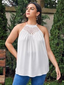 SHEIN Top halter con encaje - Blanco - Ver 4