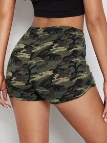 Muchica Camo Print Track Shorts - Multicolor - View 2