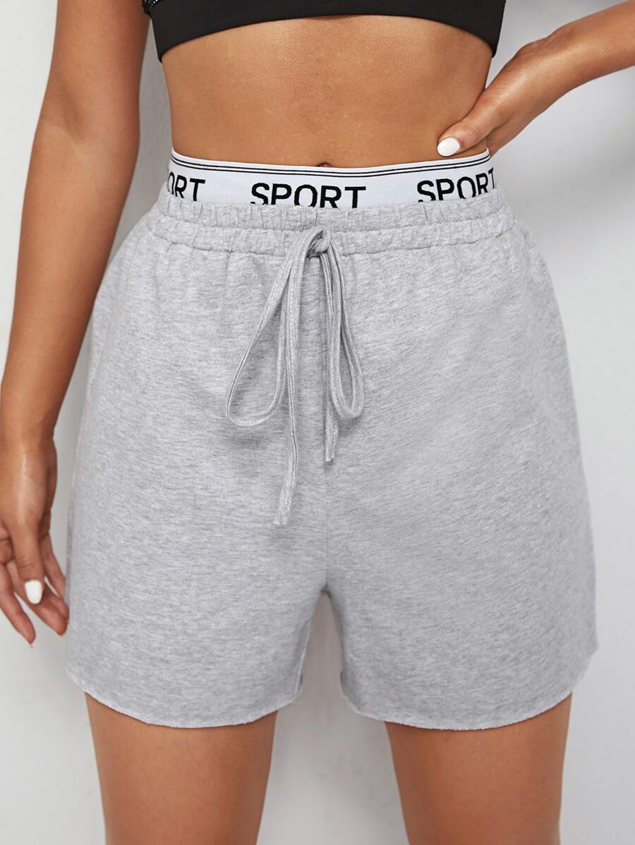 SHEIN EZwear Letter Taped Track Shorts - Light Grey - View 1