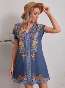 EMERY ROSE Vestido túnico con estampado floral - Multicolor - Ver 1