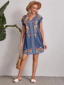 EMERY ROSE Vestido túnico con estampado floral - Multicolor - Ver 3