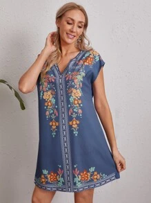 EMERY ROSE Vestido túnico con estampado floral - Multicolor - Ver 5