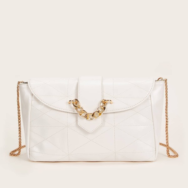 

Stitch Detail Chain Crossbody Bag, Beige
