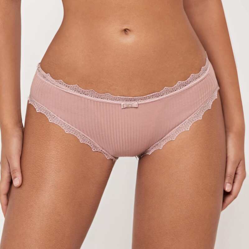 

Solid Lace Trim Panty, Pink