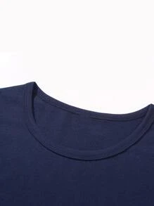 SHEIN Clasi 心形和印花T恤 - 藏蓝色 - 查看 3