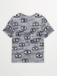 Camiseta con estampado de ojo - Gris - Ver 2