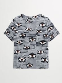 Camiseta con estampado de ojo - Gris - Ver 4