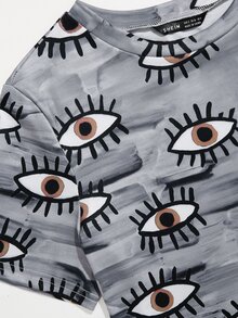 Camiseta con estampado de ojo - Gris - Ver 5