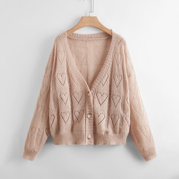 

Plus Open Knit Cardigan, Apricot