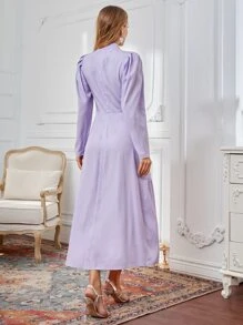 SHEIN 領帶領帶燈籠袖襯衫式洋裝