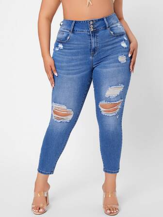 Skinny Jeans mit Riss, Wäsche