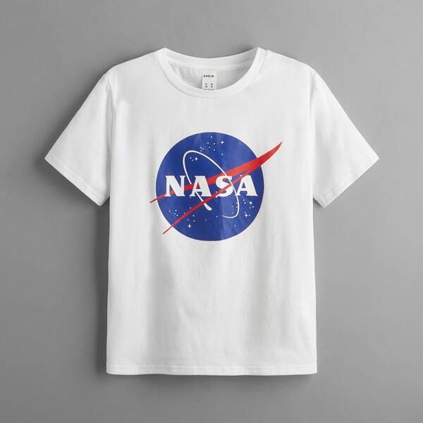 

Boys Letter & Graphic Print Tee, White