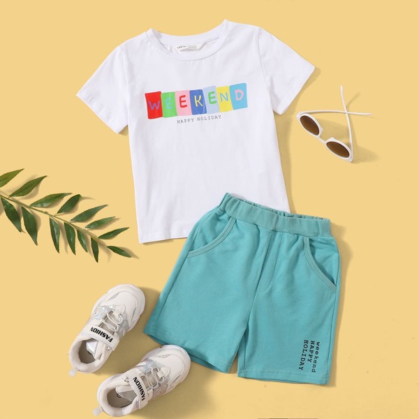 

Toddler Boys Letter Graphic Tee & Shorts Set, Multicolor