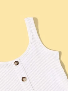 SHEIN Girls Buttoned Front Rib-knit Tank Top