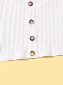 SHEIN Girls Buttoned Front Rib-knit Tank Top