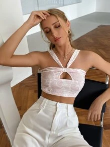 SHEIN Unity Paisley Print Peekaboo Halter Top - Multicolor - View 5