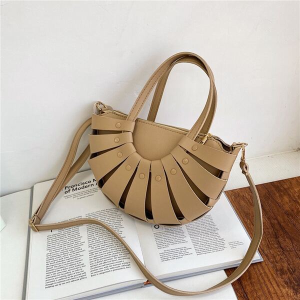 

Minimalist Straw Design Satchel Bag, Khaki