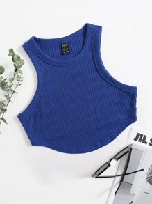 SHEIN EZwear 不對稱下擺背心上衣 - 藍色 - 查看 1