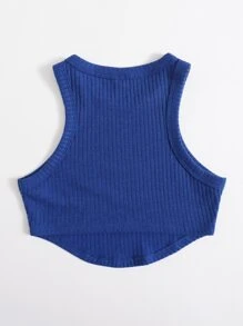 SHEIN EZwear 不對稱下擺背心上衣 - 藍色 - 查看 2