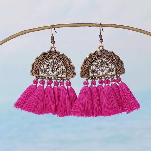 

Tassel Drop Earrings, Hot pink