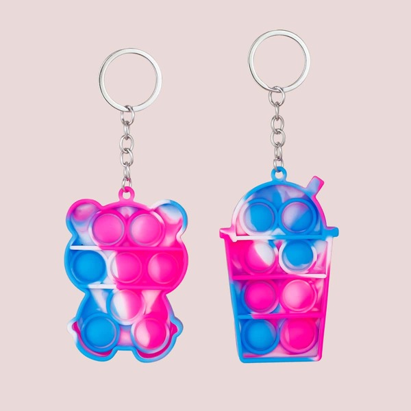 

2pcs Structured Stress Relief Keychain, Multicolor