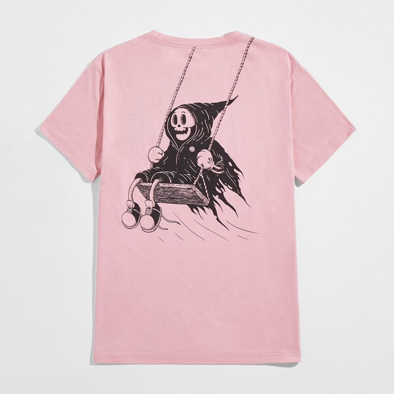 

Unisex Skull Graphic Tee, Baby pink