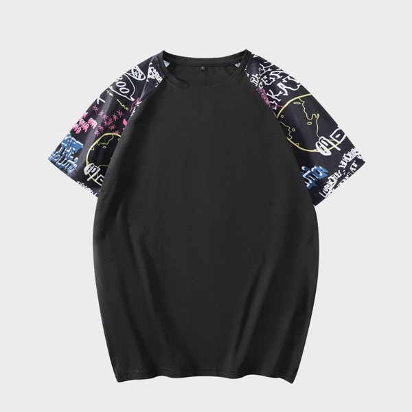 

Men Graffiti Print Shirt, Black