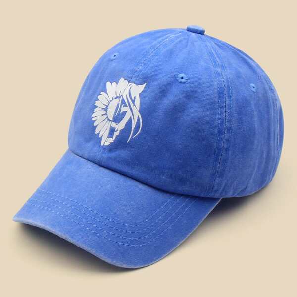 

Flower Print Baseball Cap, Blue