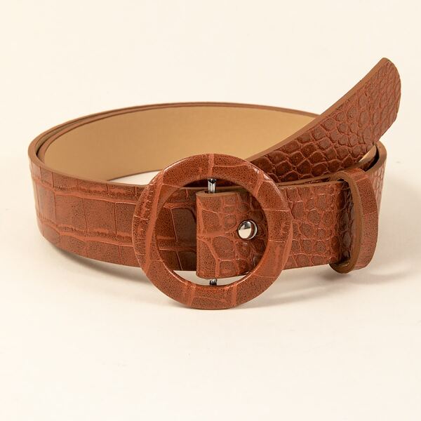 

Round Buckle Belt, Brown