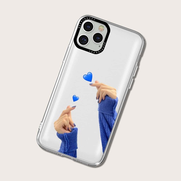 

Finger Heart Phone Case, Blue