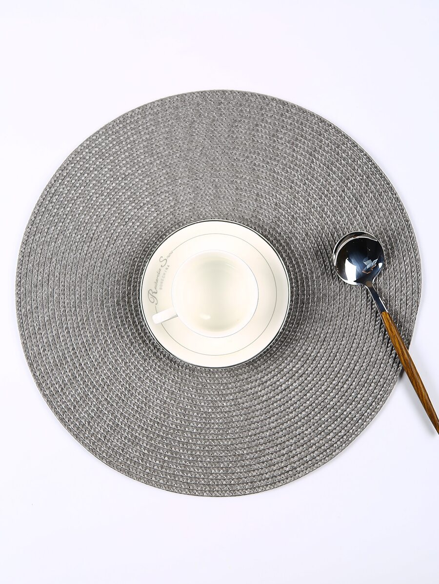 Fashion Simple Plastic Woven Heat Insulation Pad Kitchen Dining Table Place Mat - Grey - View 1