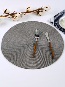 Fashion Simple Plastic Woven Heat Insulation Pad Kitchen Dining Table Place Mat - Grey - View 2