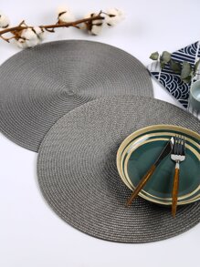 Fashion Simple Plastic Woven Heat Insulation Pad Kitchen Dining Table Place Mat - Grey - View 4