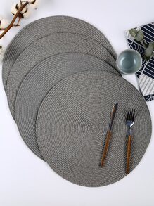 Fashion Simple Plastic Woven Heat Insulation Pad Kitchen Dining Table Place Mat - Grey - View 5