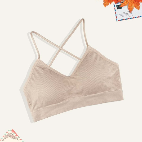 

Girls Criss Cross Back Bralette, Camel