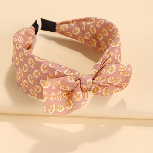 

Bow Decor Graphic Headband, Khaki