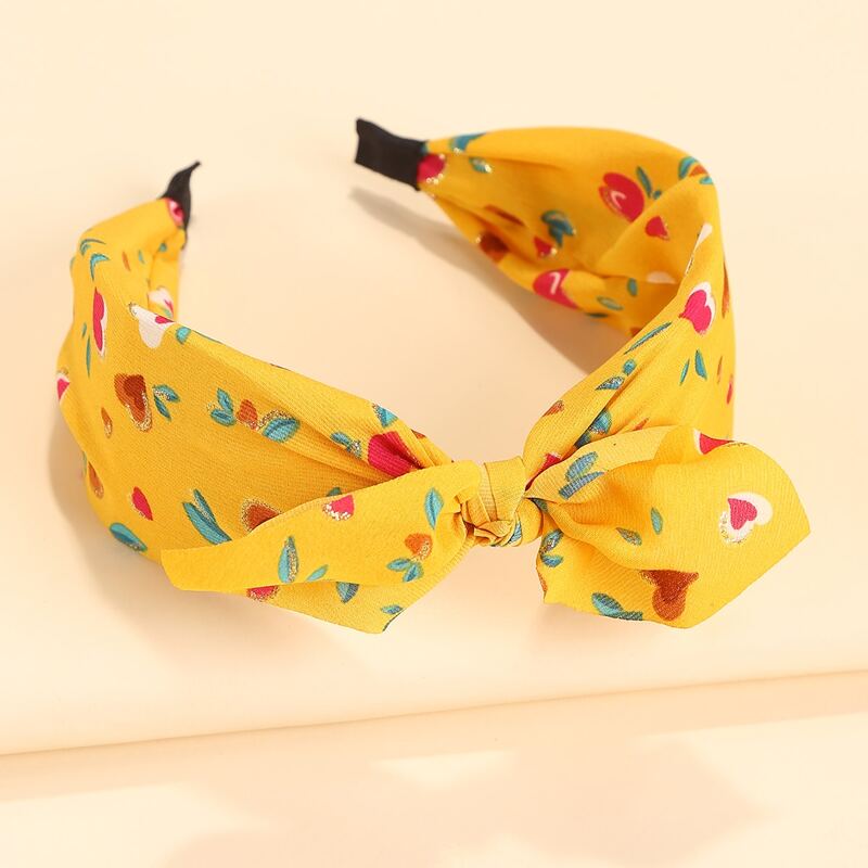 

Bow Decor Heart Print Headband, Yellow