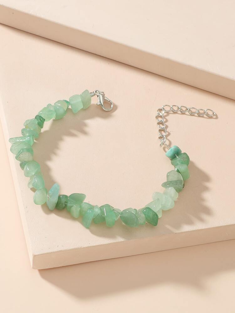 1pc Natural Stone Beaded Bracelet, Suitable For Women To Wear On Vacation, Parties And Daily Life - Green - View 2