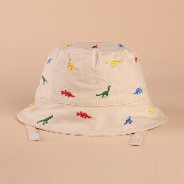 

Baby Cartoon Embroidered Bucket Hat, Beige