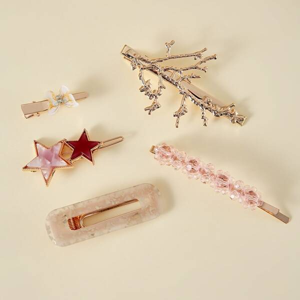 

5pcs Star & Butterfly Decor Hair Clip, Multicolor