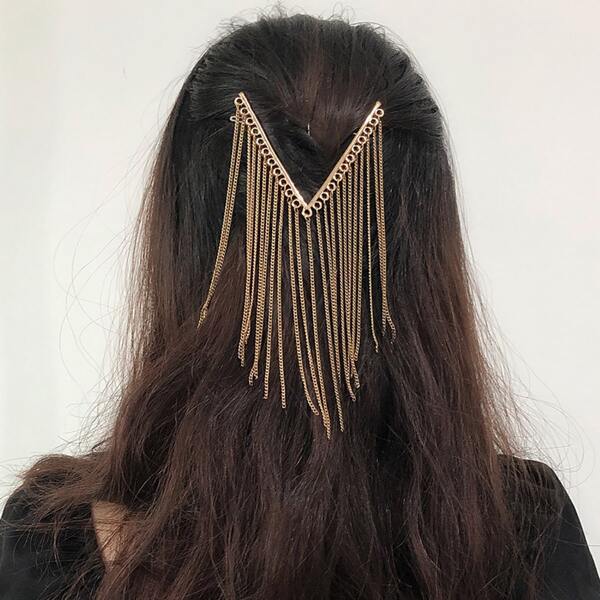

Chain Tassel Decor Hair Clip, Gold
