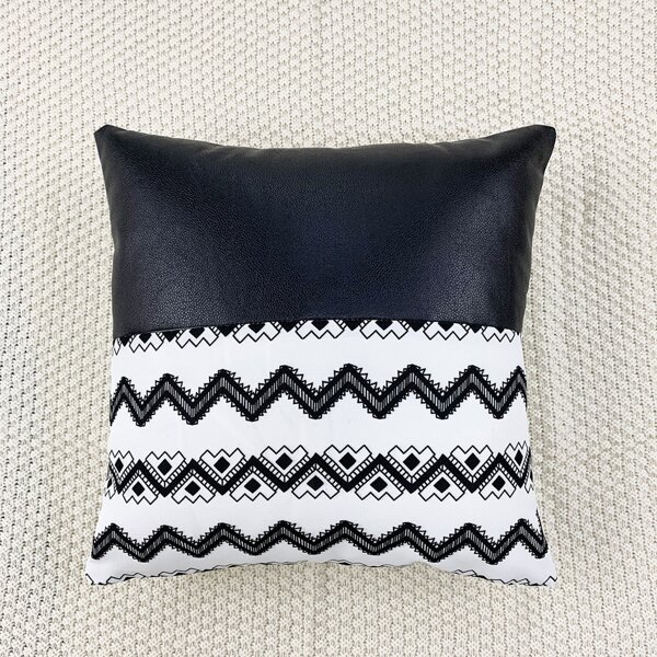 

Chevron Pattern Cushion Cover Without Filler, Black and white