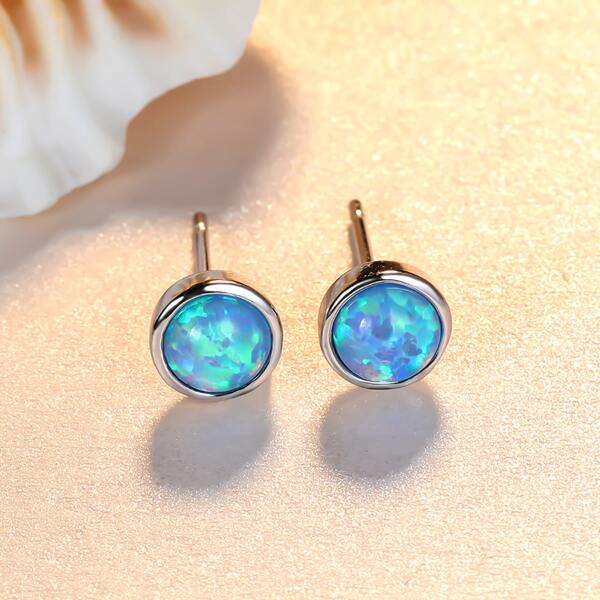 

Opal Decor Round Stud Earrings, Blue