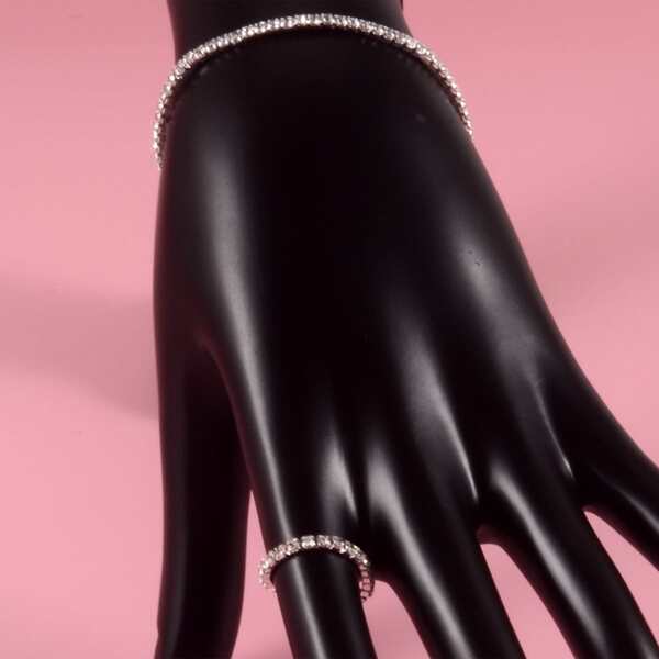 

2pcs Rhinestone Jewelry Set, Silver